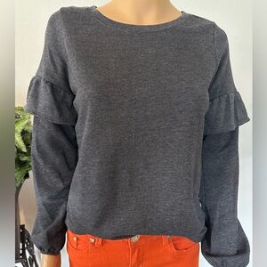 Women's XS Lightweight Sweatshirt with Ruffle Sleeves.